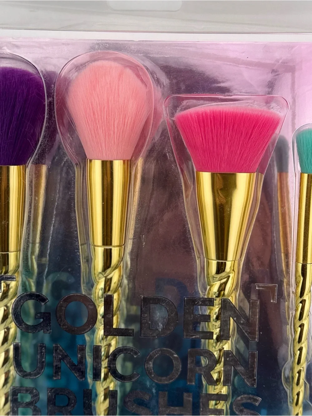 Lindo Golden Unicorn Brushes Premium Makeup Brush Set of 4. New in Box